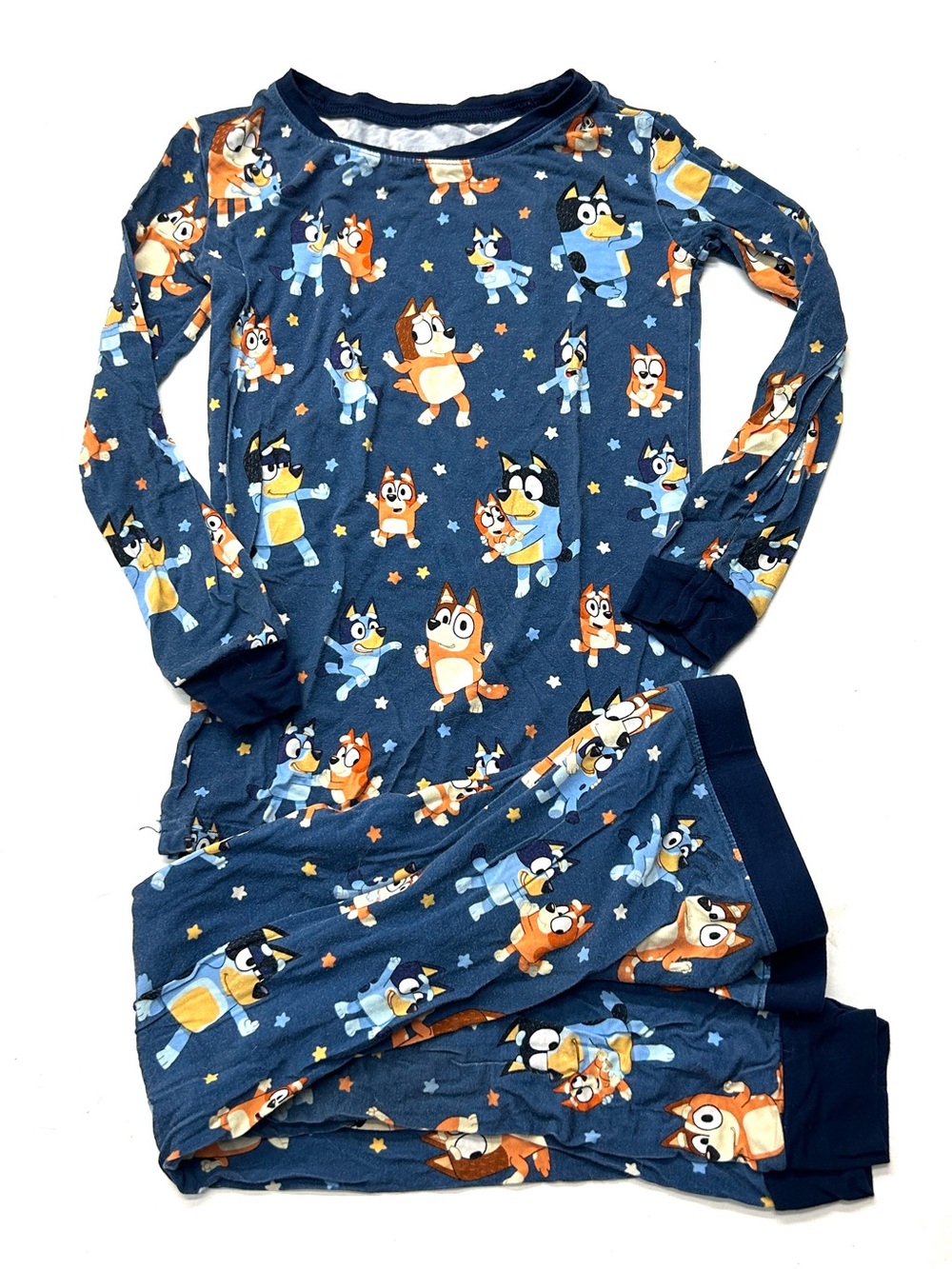 Little Sleepies Navy Blue Bluey Bingo Dog Pajama Set Bamboo Long Sleeve